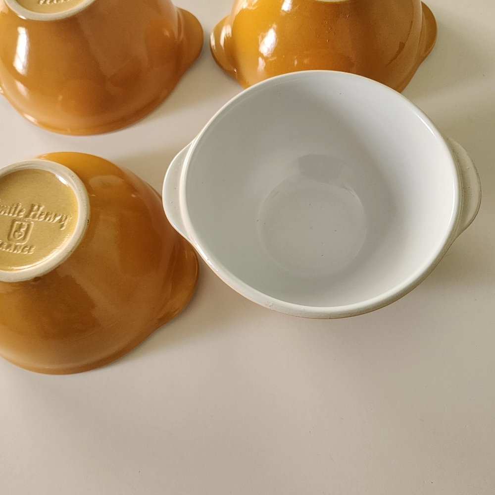 VANTAGE SET OF 4 EMILE HENRY CERAMIC BUTTER / DISH. MADE IN FRANCE.